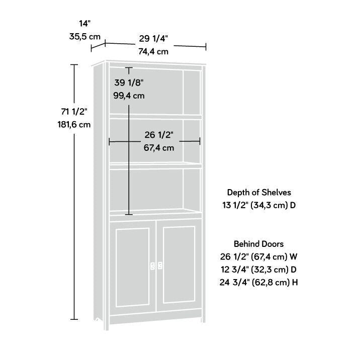 Floor-to-Ceiling Library Cabinet with Adjustable Shelves and Glass Doors