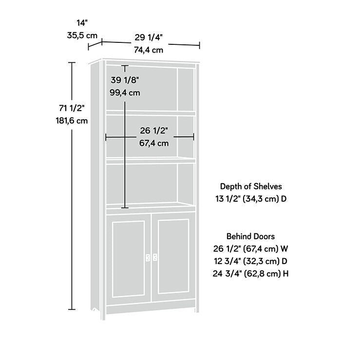 Floor-to-Ceiling Library Cabinet with Adjustable Shelves and Glass Doors