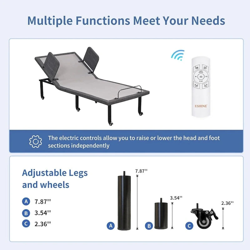 Letto regolabile con telecomando wireless, base per letto ospedaliero con/senza materasso