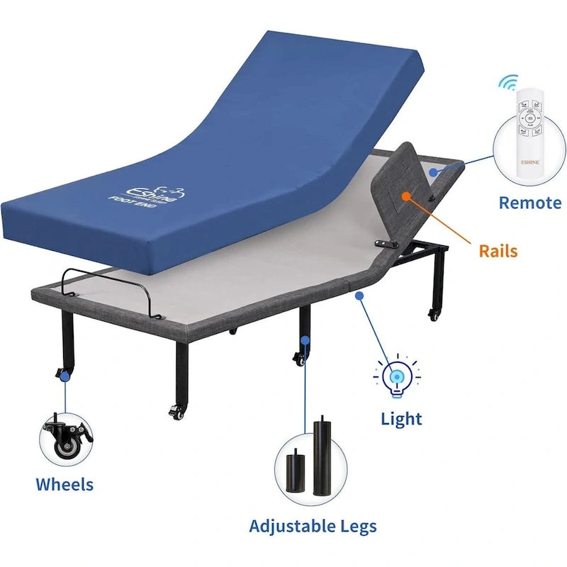 Letto regolabile con telecomando wireless, base per letto ospedaliero con/senza materasso