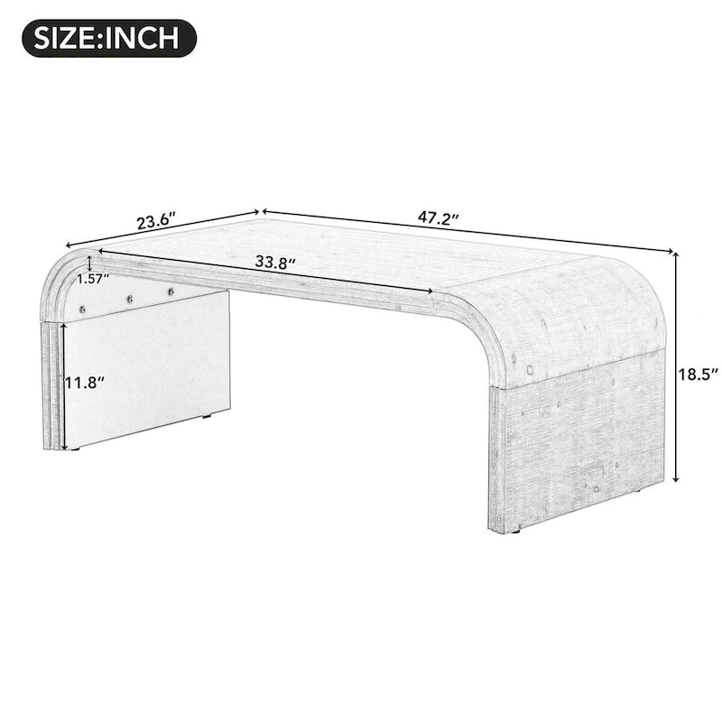 Minimalistischer Couchtisch mit geschwungenem Art-déco-Design