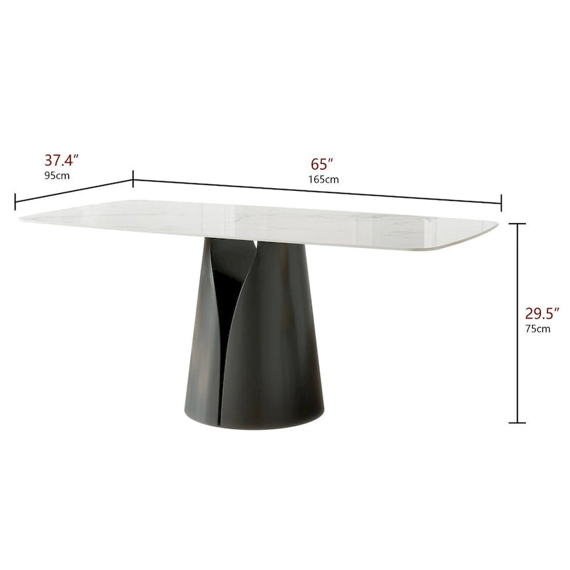 Modern Rectangle White 65 in. Dining Table for 6 Seats - 65D37.4W29.52H