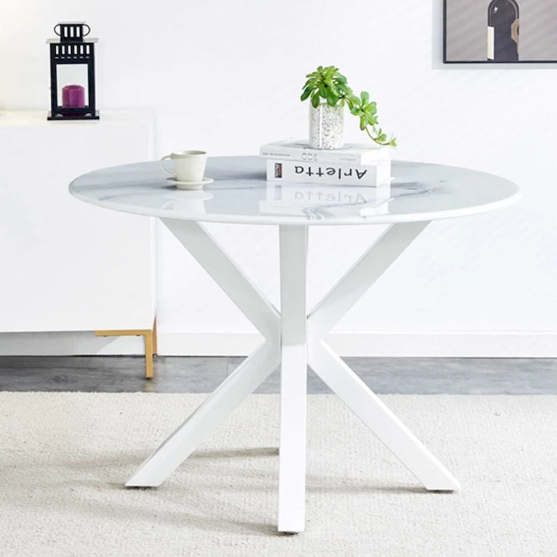 Round Mid-century Dining Table for 4-6 people With Pedestal Base