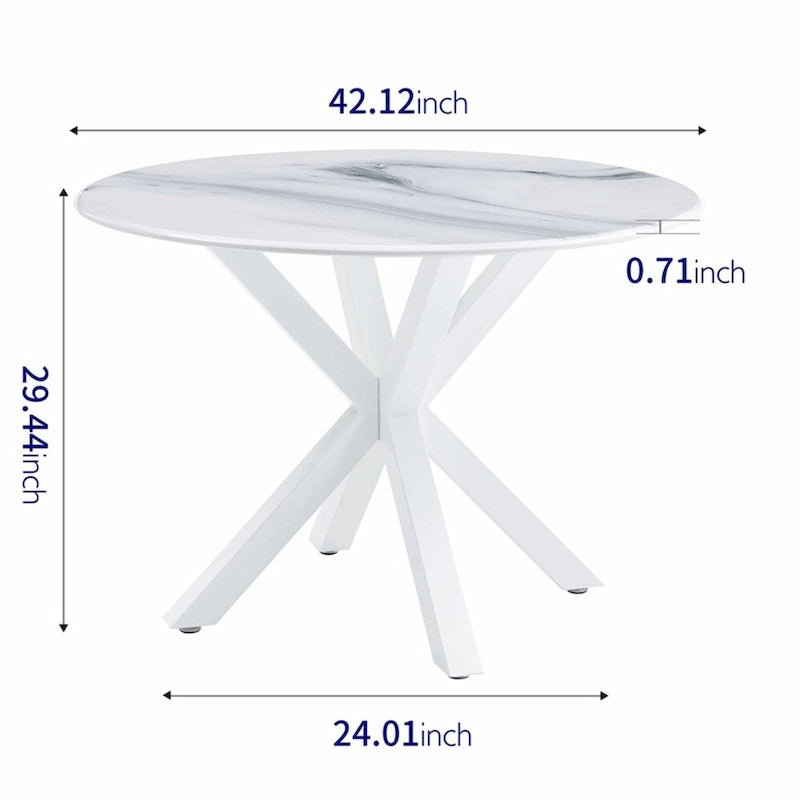 Round Mid-century Dining Table for 4-6 people With Pedestal Base