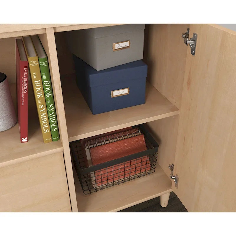 Modern TV Stand Media Credenza with Storage Drawer & Adjustable Shelf - Fits up to 46" TV