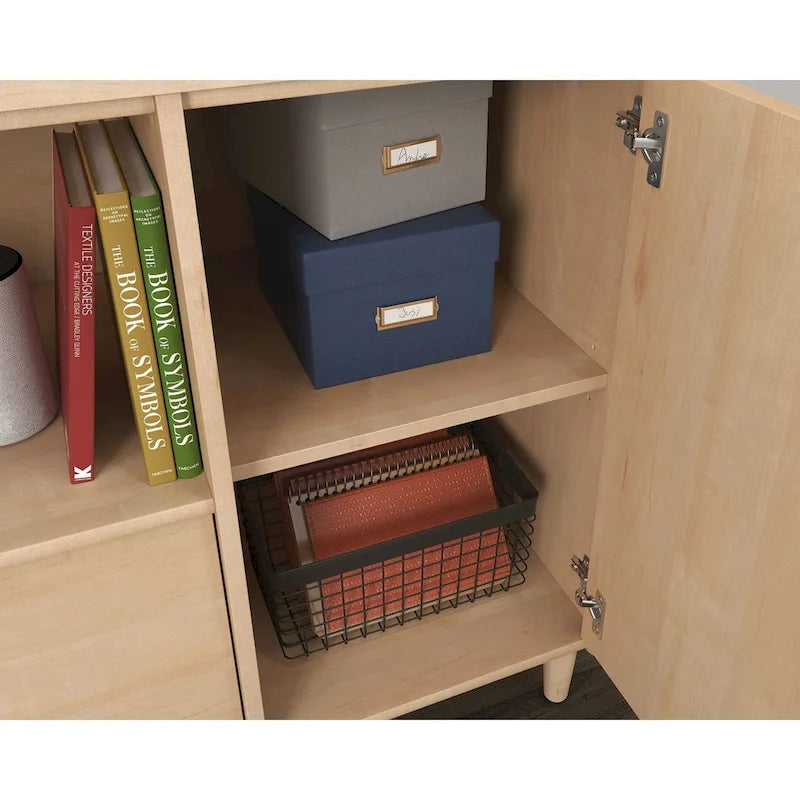 Modern TV Stand Media Credenza with Storage Drawer & Adjustable Shelf - Fits up to 46" TV