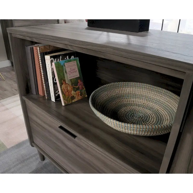 Modern TV Stand Media Credenza with Storage Drawer & Adjustable Shelf - Fits up to 46" TV