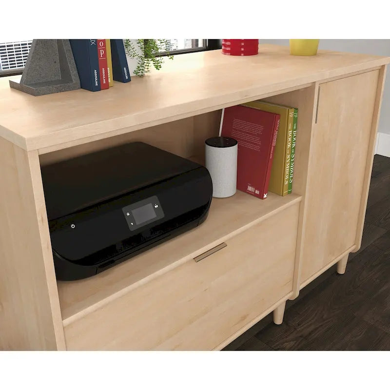 Modern TV Stand Media Credenza with Storage Drawer & Adjustable Shelf - Fits up to 46" TV