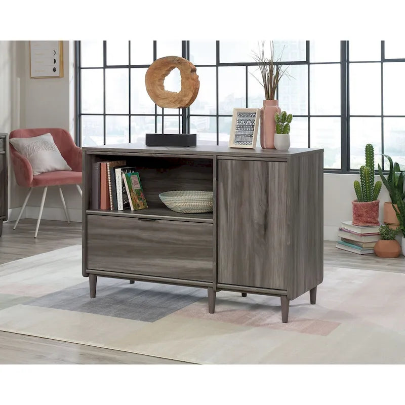 Modern TV Stand Media Credenza with Storage Drawer & Adjustable Shelf - Fits up to 46" TV