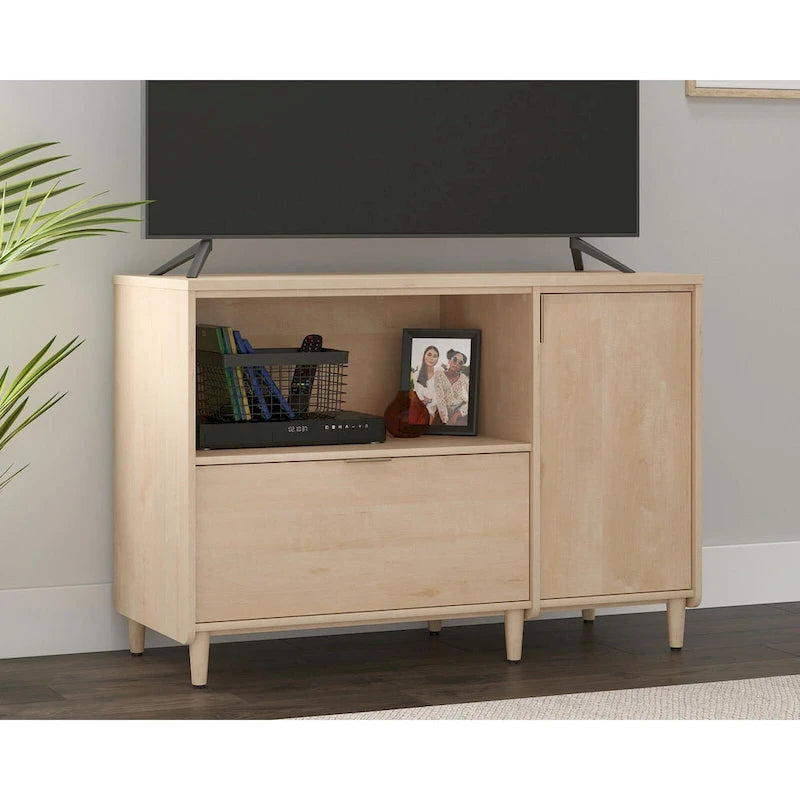 Modern TV Stand Media Credenza with Storage Drawer & Adjustable Shelf - Fits up to 46" TV