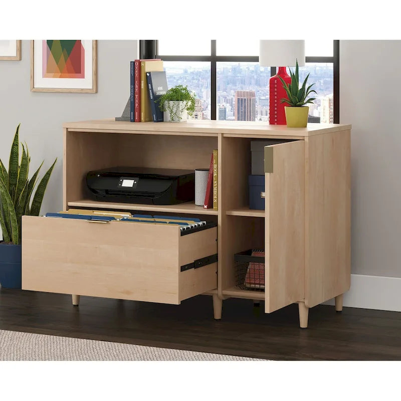 Modern TV Stand Media Credenza with Storage Drawer & Adjustable Shelf - Fits up to 46" TV