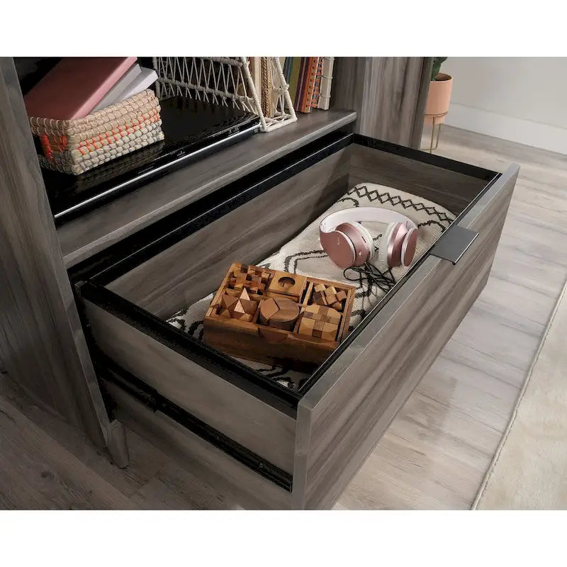 Modern TV Stand Media Credenza with Storage Drawer & Adjustable Shelf - Fits up to 46" TV