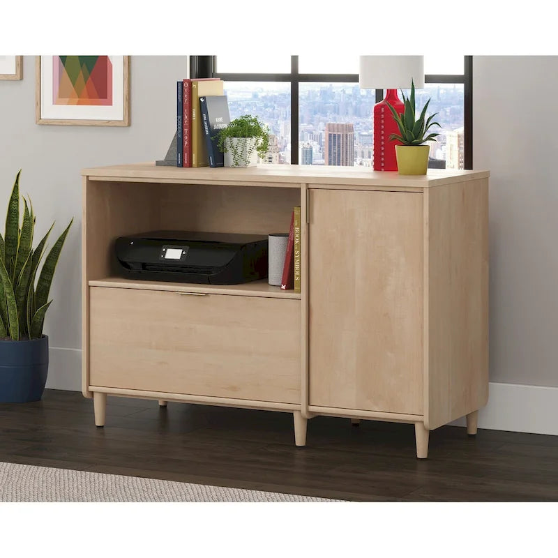 Modern TV Stand Media Credenza with Storage Drawer & Adjustable Shelf - Fits up to 46" TV
