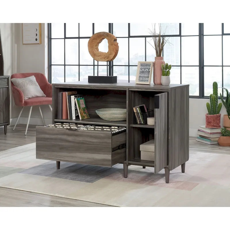 Modern TV Stand Media Credenza with Storage Drawer & Adjustable Shelf - Fits up to 46" TV