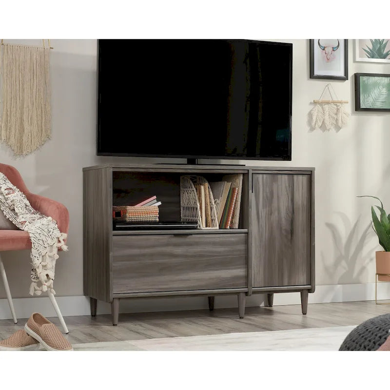 Modern TV Stand Media Credenza with Storage Drawer & Adjustable Shelf - Fits up to 46" TV