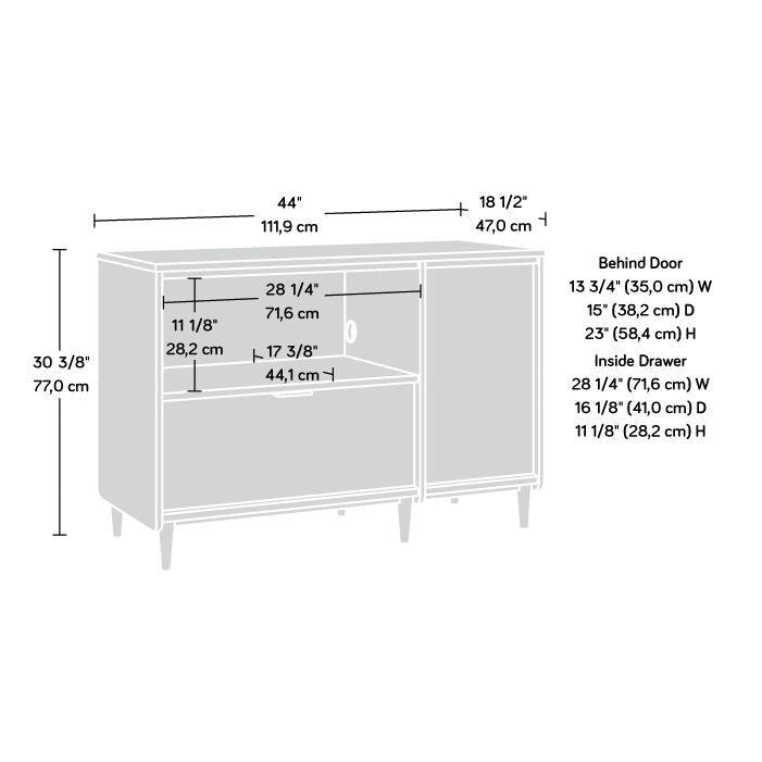 Modern TV Stand Media Credenza with Storage Drawer & Adjustable Shelf - Fits up to 46" TV