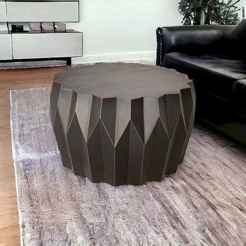 29 Black Solid Wood Round Distressed Coffee Table