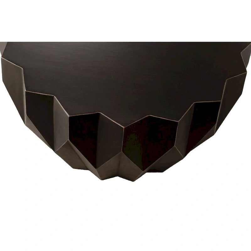 29 Black Solid Wood Round Distressed Coffee Table