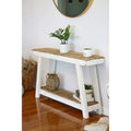 Modern A-Frame Console Table in White - 46" Reclaimed Wood with Distressed Weathered Finish, Ships Fully Assembled