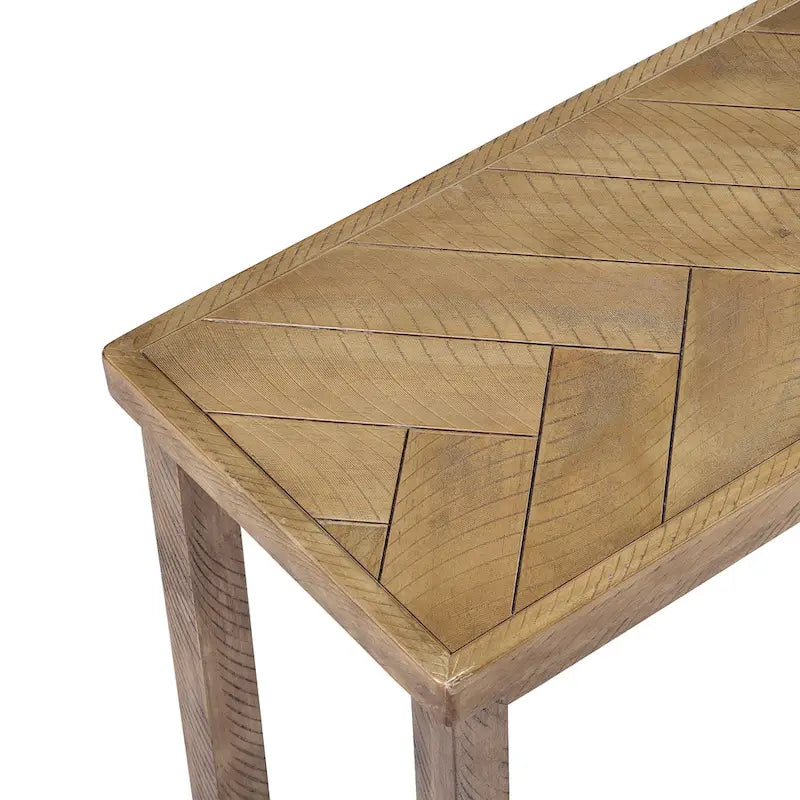 Panca da ingresso o sala da pranzo in legno con motivo chevron, lunghezza 44