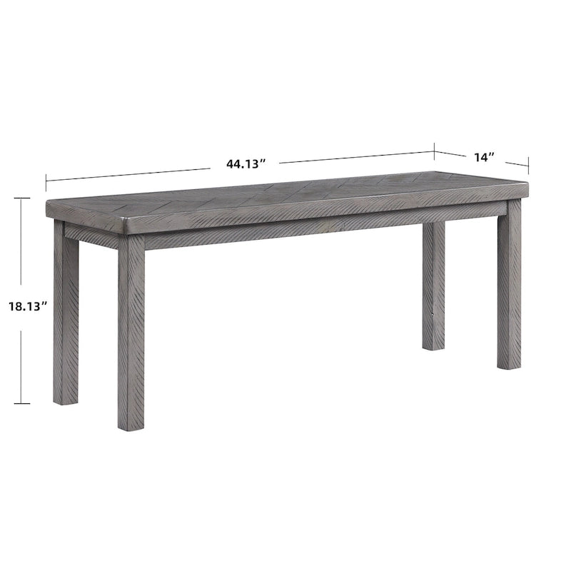 Panca da ingresso o sala da pranzo in legno con motivo chevron, lunghezza 44