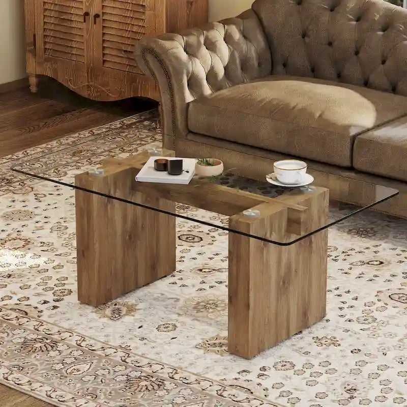 Modern minimalist Tempered glass with sticker desktop coffee table and dining table, paired with golden MDF decorative