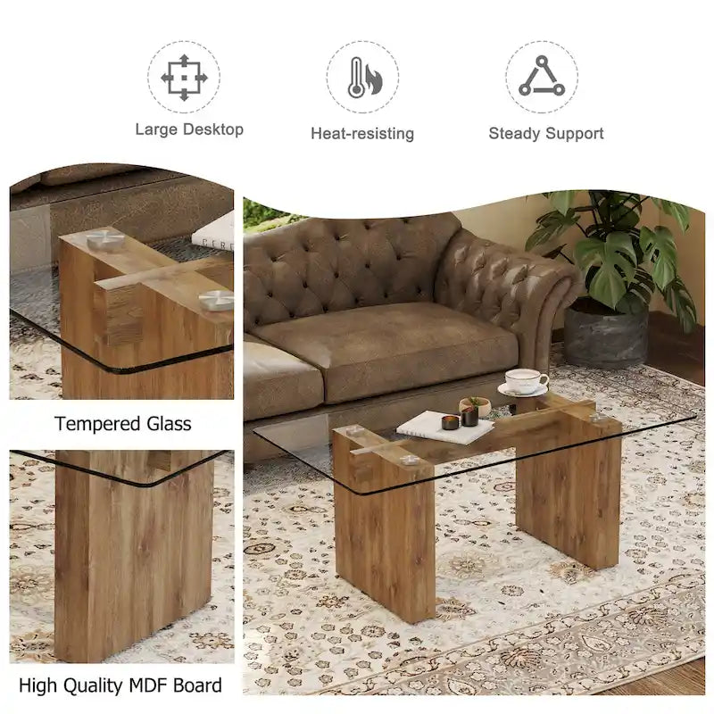 Modern minimalist Tempered glass with sticker desktop coffee table and dining table, paired with golden MDF decorative