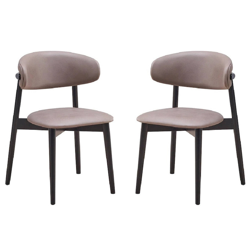 23 Inch Side Dining Chair Set of 2, Turned Legs, Gray Fabric, Black