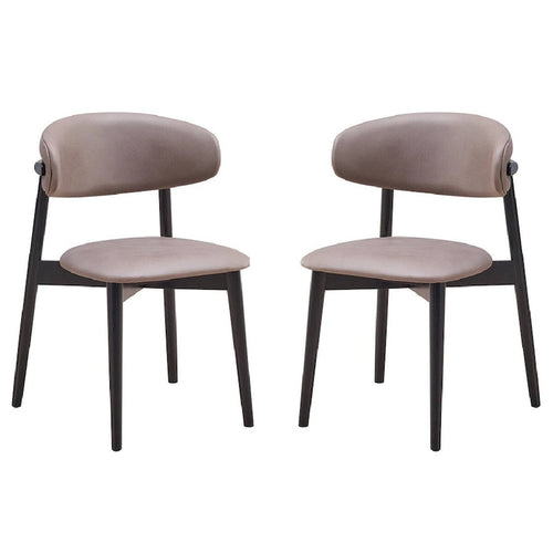 23 Inch Side Dining Chair Set of 2, Turned Legs, Gray Fabric, Black