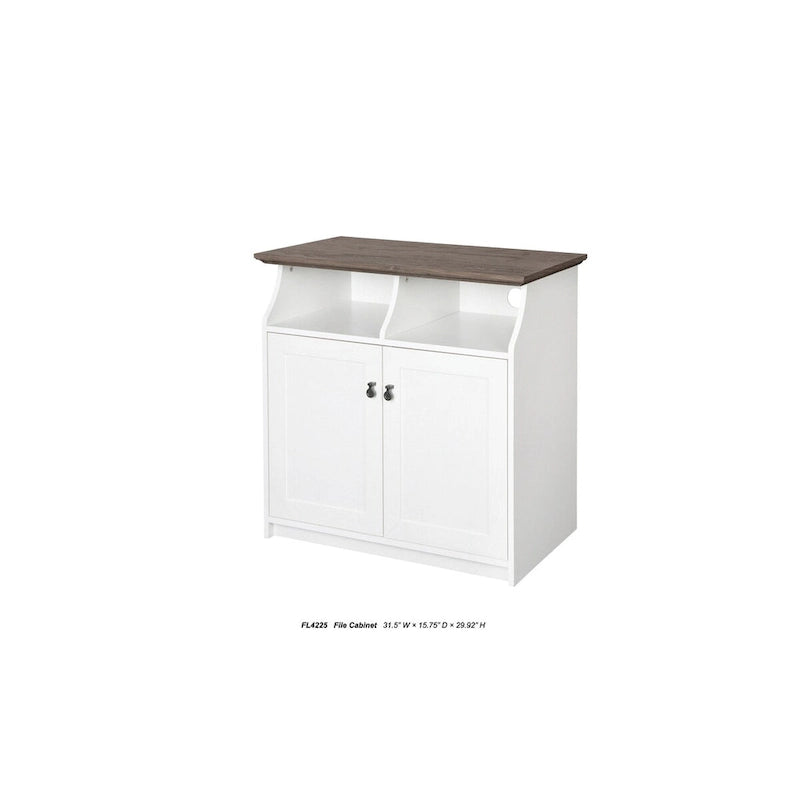 Finley White 2-Door Vertical Filing Cabinet with Hidden Storage